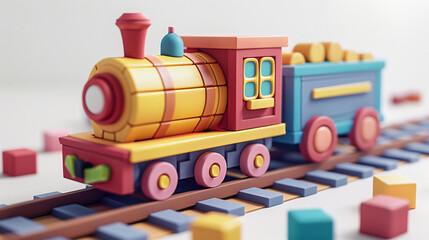 A cute little matte isometric toy train Let light
