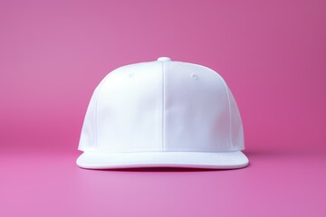 Fototapeta premium White snapback presented as a mockup on a pink background, ideal for showcasing design, branding and printing