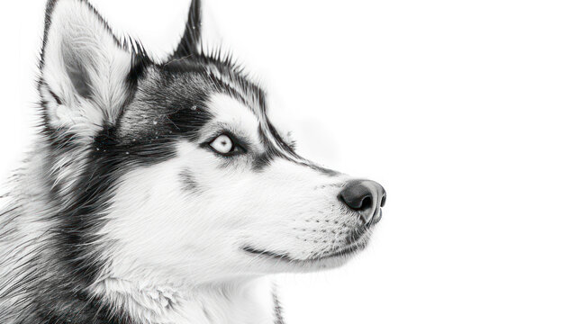 pencil drawing Husky dog portrait white background