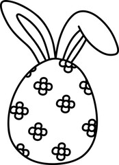 Cute bunny ears with Easter egg outline coloring