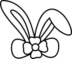 Cute Easter bunny ears outline coloring