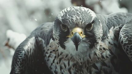 Fototapeta premium closeup of peregrine falcon bird, a mesmerizing display of aerial prowess
