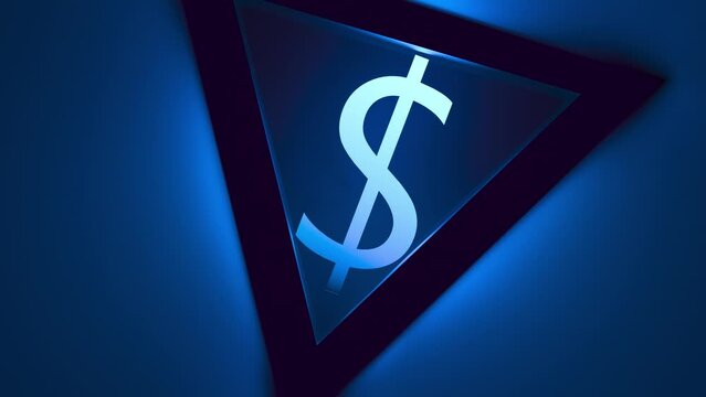 Glowing abstract symbol, DOLLAR,USD, sign, animation, 3D render
