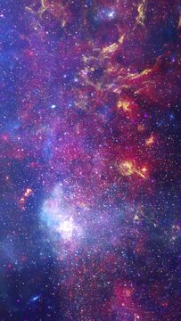Space background. Vibrant space scene showcasing a colorful nebula and the twinkling of distant stars. Vertical video based on image by Nasa