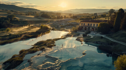 Terme di Saturnia, Italy drone view