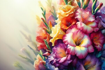 Obraz na płótnie Canvas Watercolor beautiful iris flowers. Modern artistic ornament.
