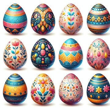 Easter eggs pattern on background template.