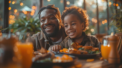 family sharing a leisurely meal on a relaxing holiday - obrazy, fototapety, plakaty