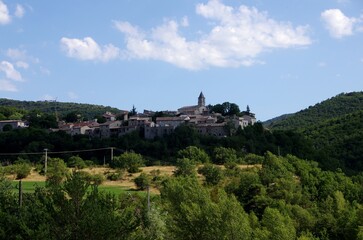 Hilltop village in the Baronnies in the South East of France, in Europe