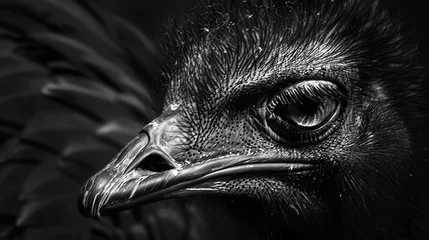 Foto auf Acrylglas closeup portrait of a majestic ostrich bird on the african savannah © CinimaticWorks