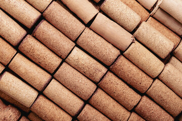 A lot of used wine corks. Winery background