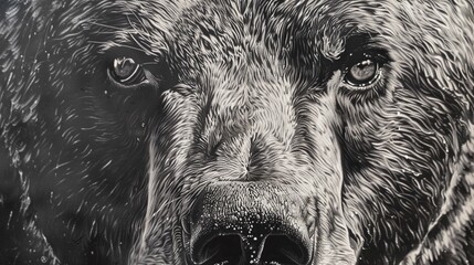 closeup shot of majestic bear face, a symbol of strength and resilience in the forest