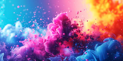 Abstract Colourful Smoke Art.
Vivid clouds of coloured smoke on a blue backdrop.