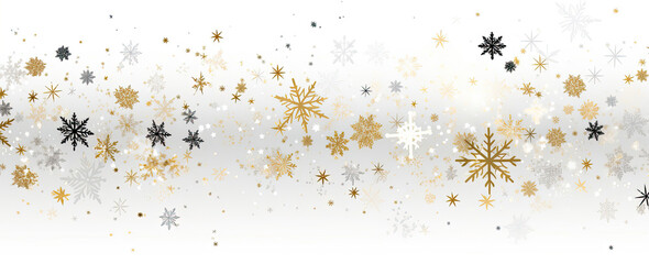 White Background With Gold and Silver Snowflakes