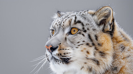 Snow Leopard Profile in Winter
