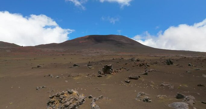 Piton de la Fournaise in Reunion island aerial view
