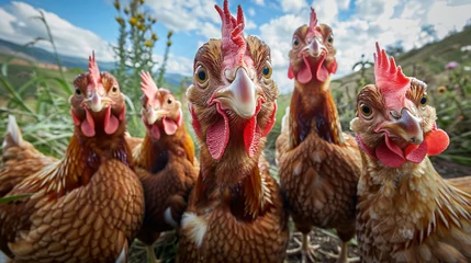 Foto op Aluminium A happy chicken are taking a wide angle selfie © Data