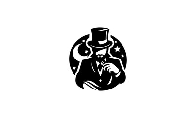 Magician mascot logo icon, vintage mascot sketch concept ,magician mascot logo icon 02