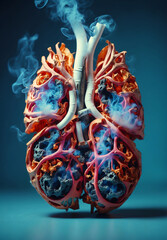 lungs of a smoker. concept of the harm of smoking. illustration