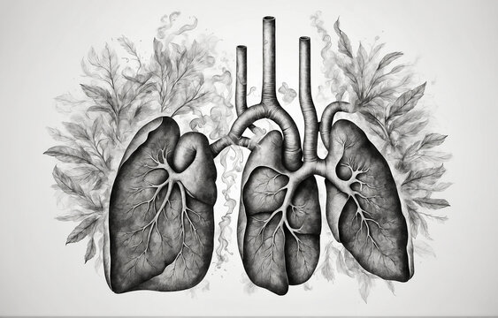 lungs of a smoker. concept of the harm of smoking. illustration