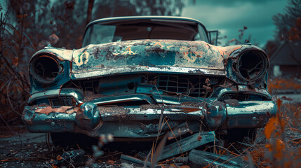 Fototapeta na wymiar an old rusted car