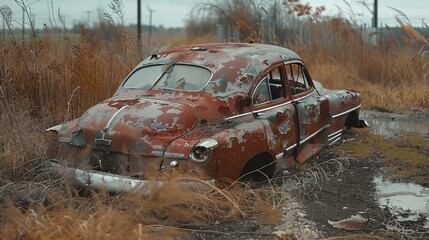 an old rusted car