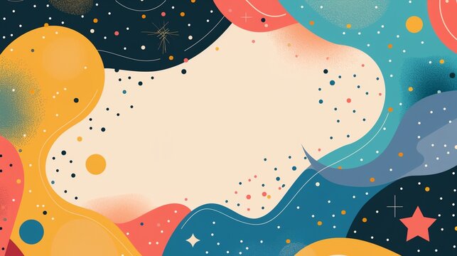 a colorful background with stars and bubbles