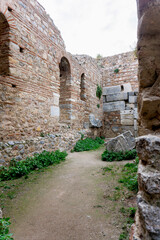 ancient Iznik Castle. Lefke Gate. Historical stone walls and doors of Iznik, Bursa.