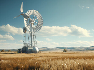 A digital windmill harnessing wind energy and transmitting data about local climate conditions 