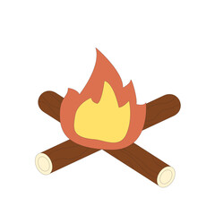 Fire isolated on white background. Hiking camping flame . Expedition campfire vector flat illustration