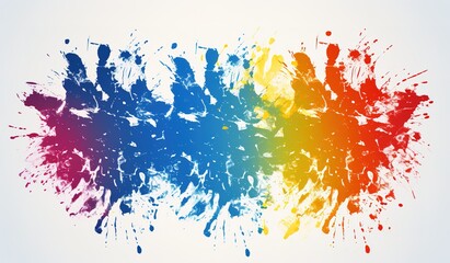 Fototapeta premium astract painting splashes with multiple colors on white background. art with paints