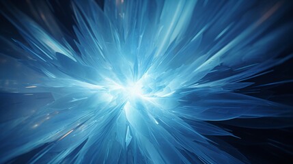 Abstract ice crystals form amidst the explosion. Cold design merges with the frozen blast.