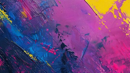   Vibrant abstract acrylic painting: neon pink, yellow, purple & blue spectrum - perfect background for creative projects