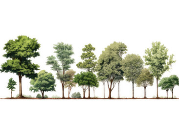 A Row of Various Trees Drawing