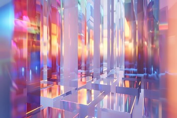 A mesmerizing 3D model featuring holographic abstract background