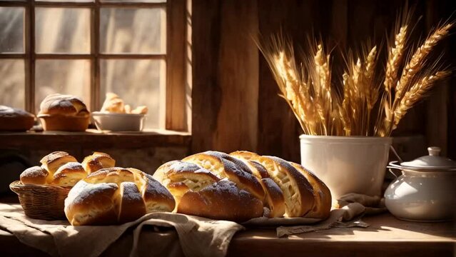 fresh delicious bread vintage kitchen