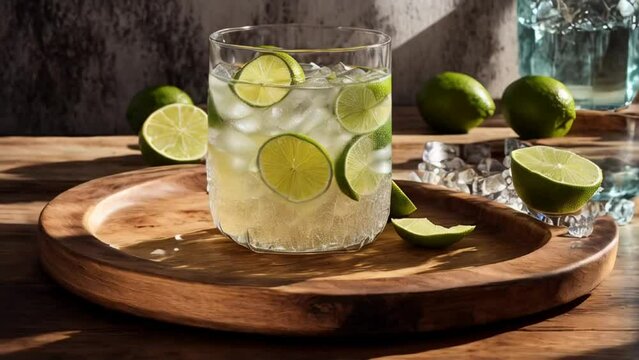 gin tonic with lime in a glass