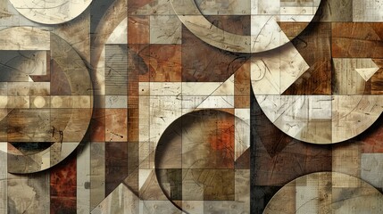 Abstract Geometric Shapes Artistic Background in Earth Tones