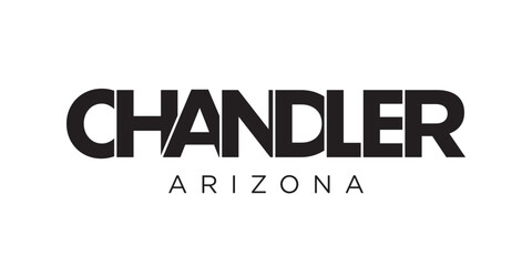 Chandler, Arizona, USA typography slogan design. America logo with graphic city lettering for print and web.