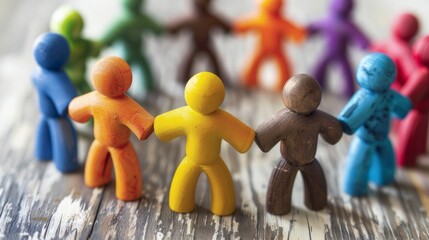 Empowering diversity: inclusive workplace team embraces unity and strength - conceptual image featuring tiny figures from varied ethnic, racial, and cultural backgrounds, transparent background includ