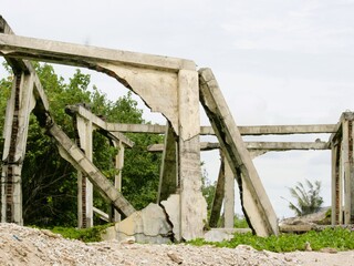remains of building ruins caused by the tsunami disaster