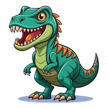 Illustration of a funny dinosaur on a white background. Vector illustration