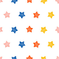Obraz premium Seamless pattern with colorful doodle stars