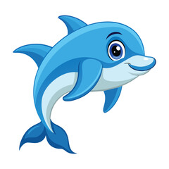 Obraz premium Vector of cartoon dolphin illustration on white