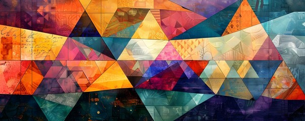 Abstract Geometric Mosaic Artwork in Vivid Colors