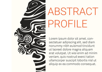 Vector profile of a man with a labyrinth of thoughts and feelings. The illustration is suitable for printing and advertising on psychology topics.