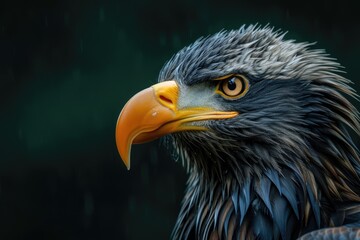 Obraz premium Majestic eagle: a captivating showcase of nature's prowess, bird , perched majestically, and embodying the spirit of freedom and untamed wilderness, a stunning visual ode to avian grace and power