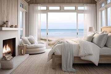 Coastal Getaway: Sandy Tones and Sea Glass Decor Bedroom - Beachside Dream in Neutral Palette