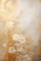Elegant Floral Art on Golden Abstract Background