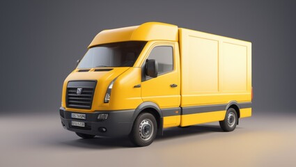 Fototapeta na wymiar Commercial delivery van on isolate background with shadow 3d render. Delivery Service Concept